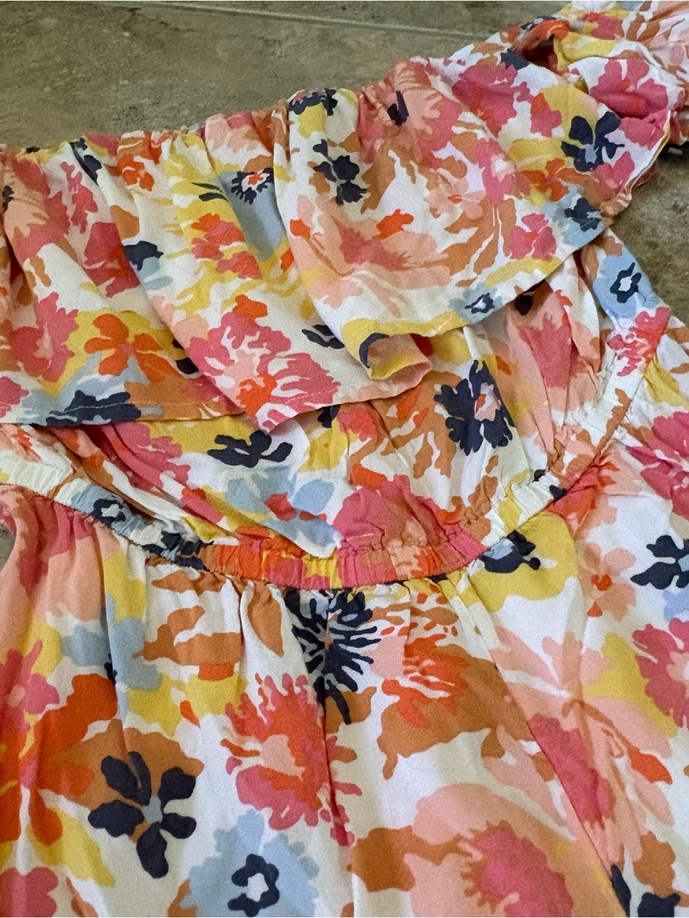 Roxy Another Day Printed Romper Off Shoulder Floral Medium Boho Pink Tropical - Picture 2 of 9
